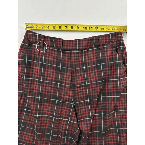 Hot Topic Red Black Tartan Plaid Pants Emo Sz 2XL Tapered E-Girl Grunge Goth - Picture 4 of 5